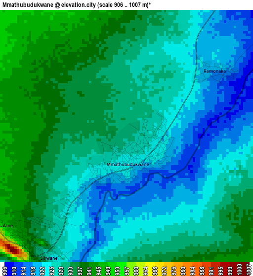 Mmathubudukwane elevation map