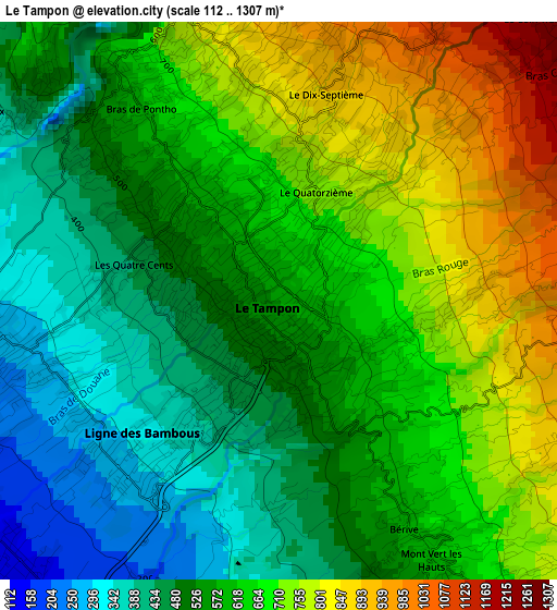 Le Tampon elevation map