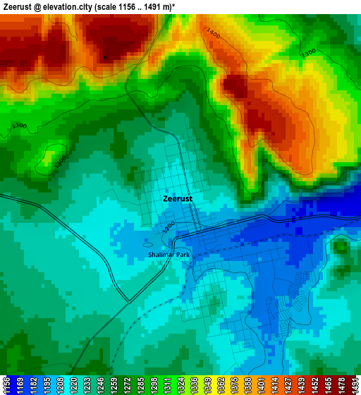 Zeerust elevation map