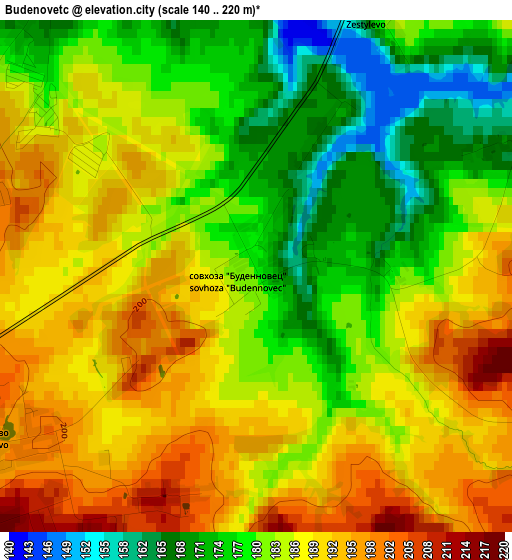 Budenovetc elevation map