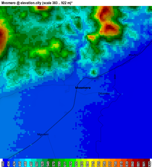 Mvomero elevation map
