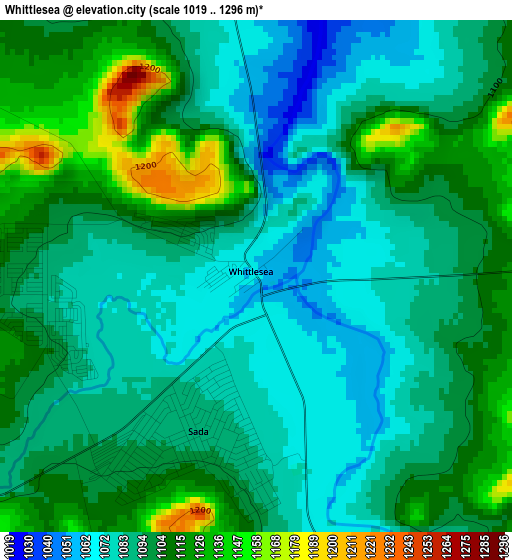 Whittlesea elevation map