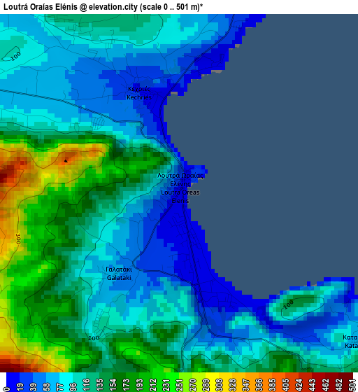 Loutrá Oraías Elénis elevation map