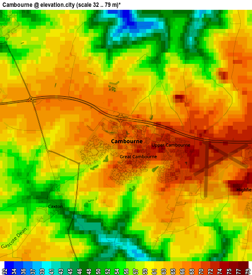 Cambourne elevation map