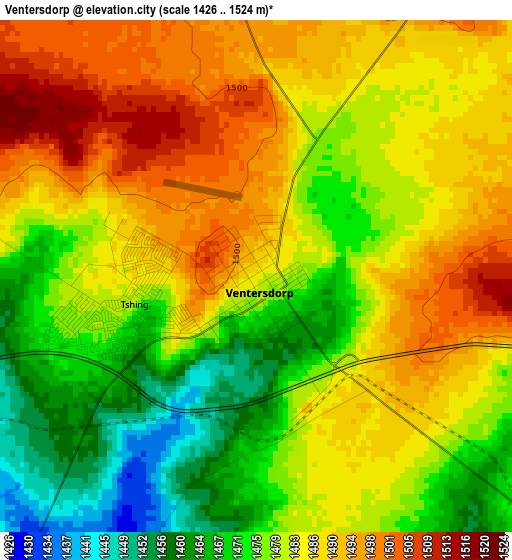 Ventersdorp elevation map