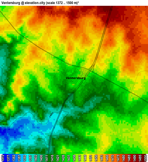 Ventersburg elevation map