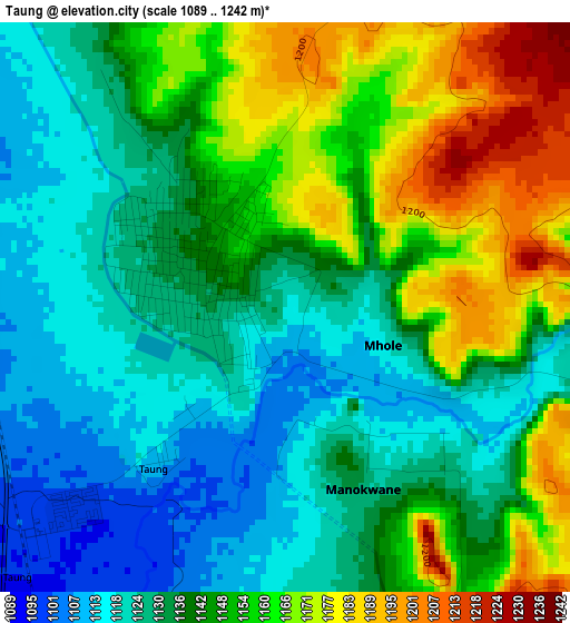 Taung elevation map