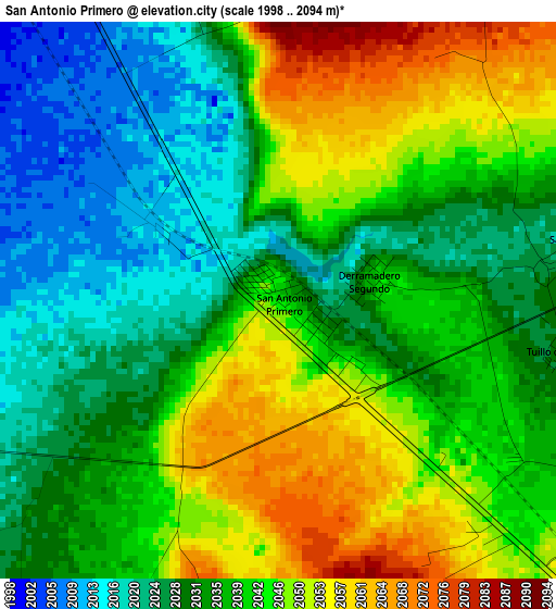 San Antonio Primero elevation map