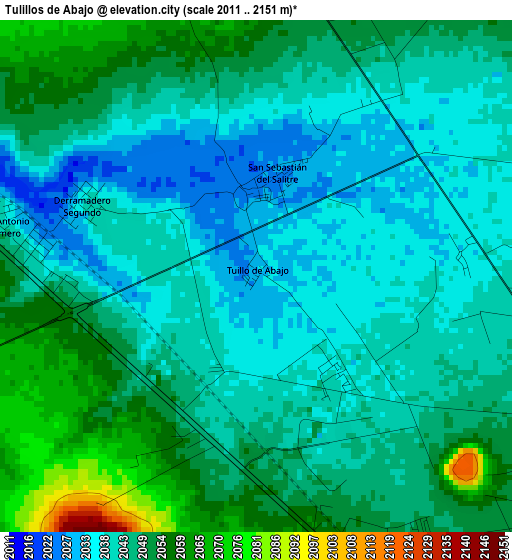 Tulillos de Abajo elevation map