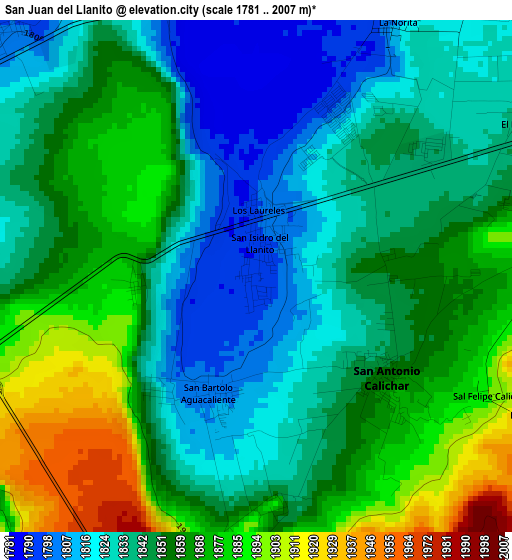 San Juan del Llanito elevation map