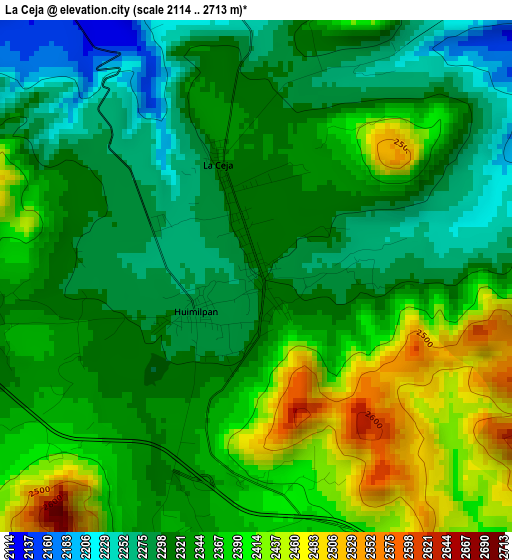 La Ceja elevation map