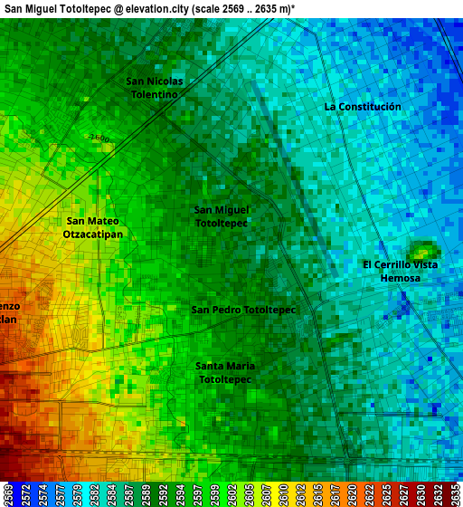 San Miguel Totoltepec elevation map