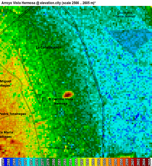 Arroyo Vista Hermosa elevation map