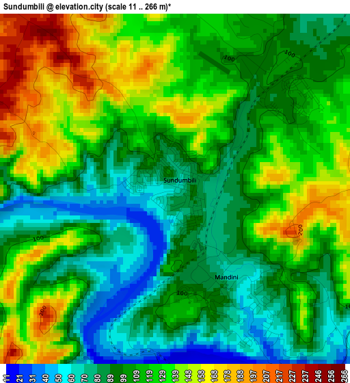 Sundumbili elevation map