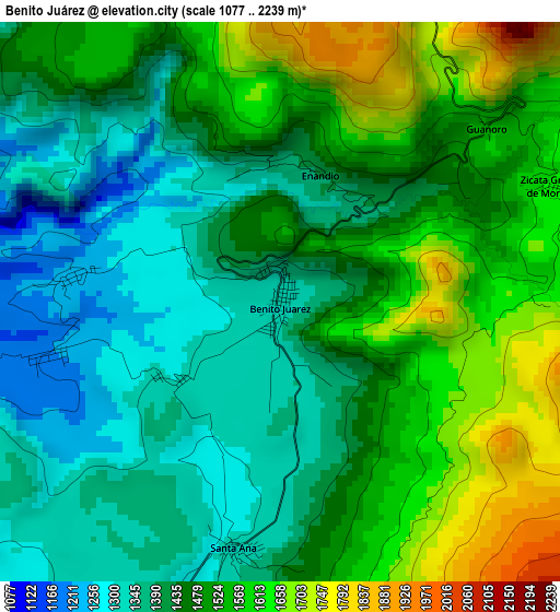 Benito Juárez elevation map