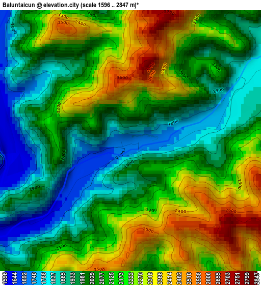 Baluntaicun elevation map