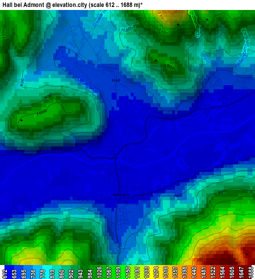 Hall bei Admont elevation map