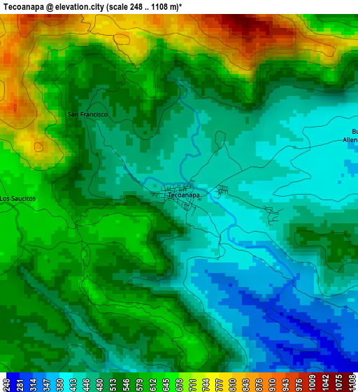 Tecoanapa elevation map