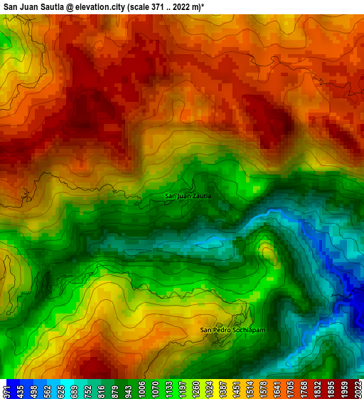 San Juan Sautla elevation map