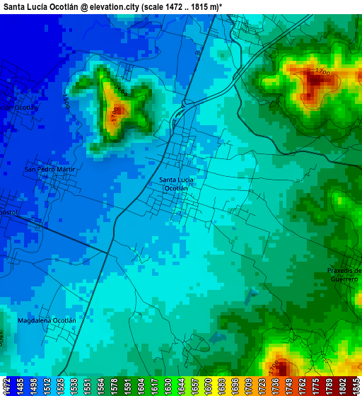 Santa Lucía Ocotlán elevation map