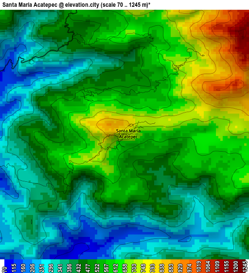 Santa María Acatepec elevation map