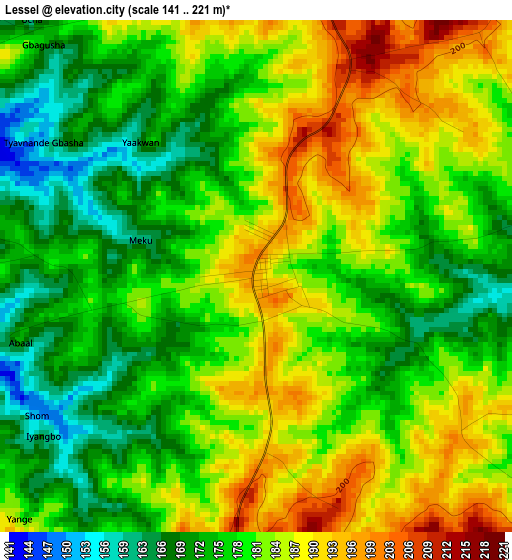 Lessel elevation map