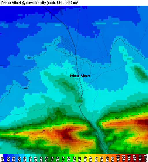 Prince Albert elevation map