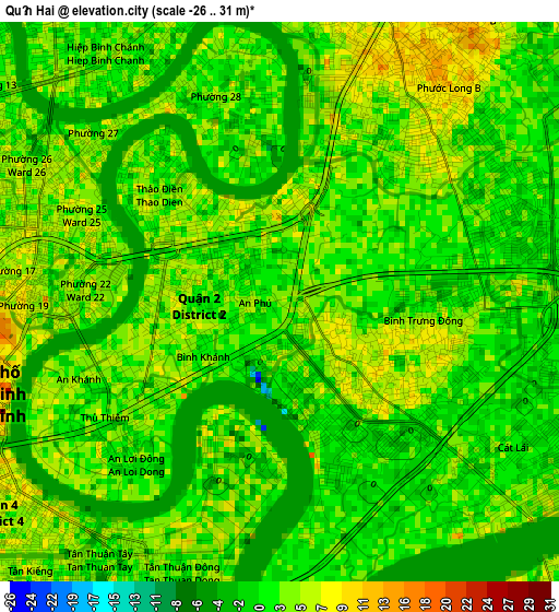 Quận Hai elevation map