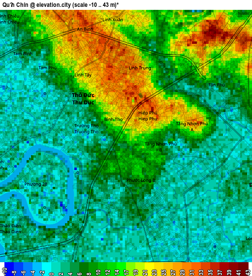 Quận Chín elevation map