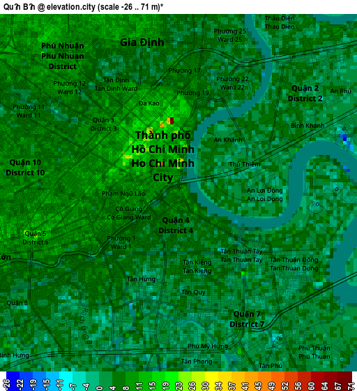 Quận Bốn elevation map