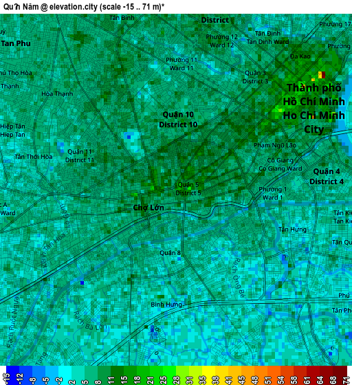 Quận Năm elevation map