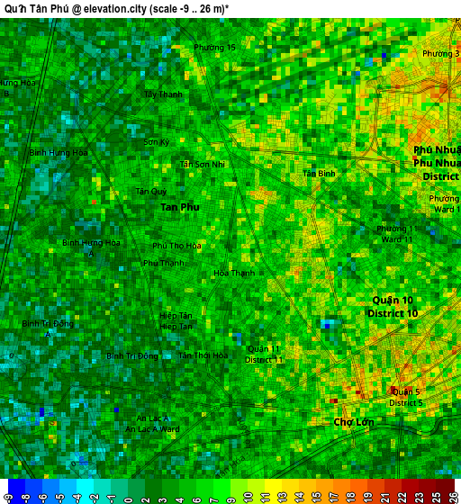 Quận Tân Phú elevation map
