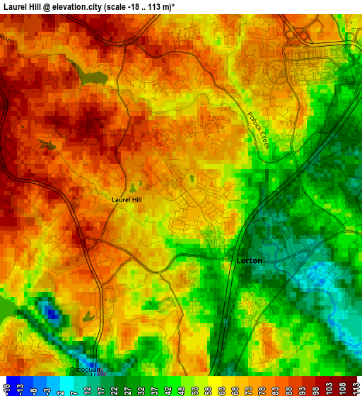 Laurel Hill elevation map