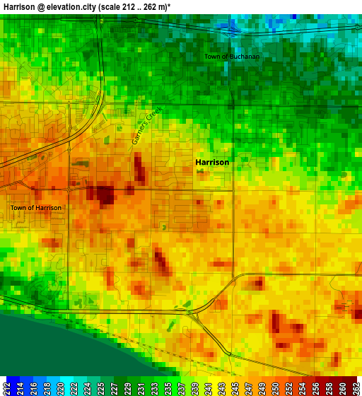 Harrison elevation map