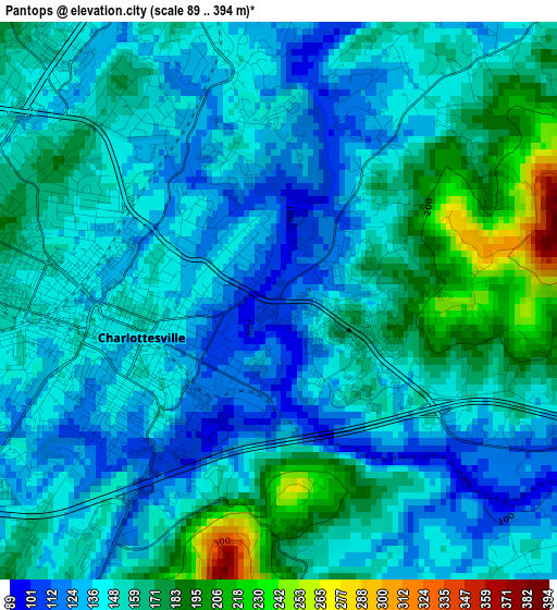 Pantops elevation map