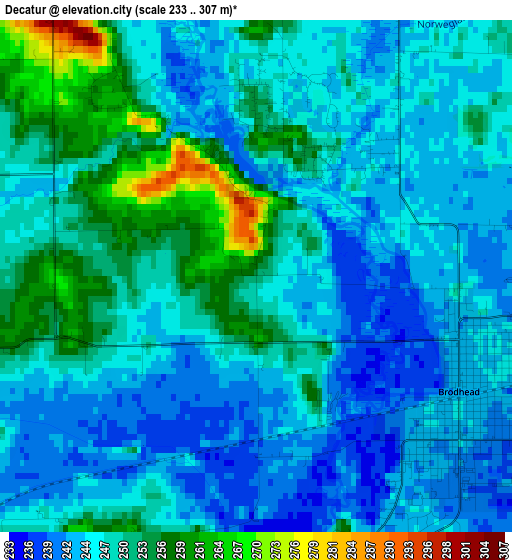 Decatur elevation map