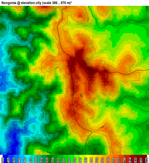 Nongoma elevation map