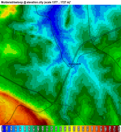 Muldersdriseloop elevation map