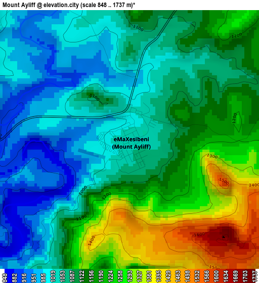 Mount Ayliff elevation map