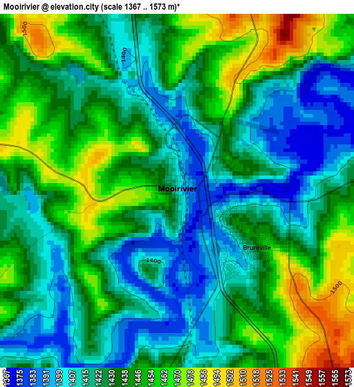 Mooirivier elevation map