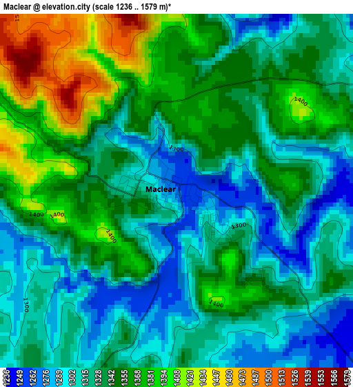 Maclear elevation map