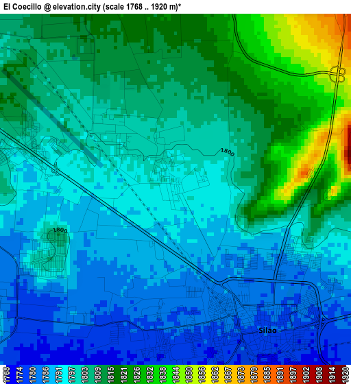 El Coecillo elevation map