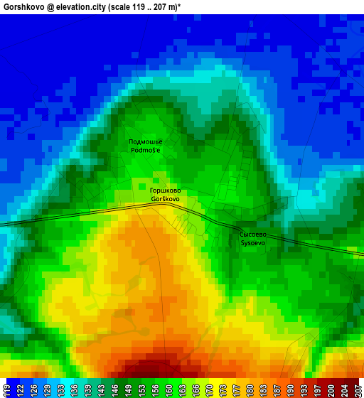 Gorshkovo elevation map