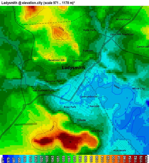 Ladysmith elevation map