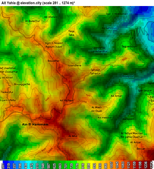 Ait Yahia elevation map