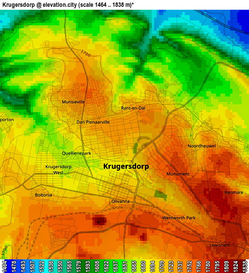 Krugersdorp elevation map