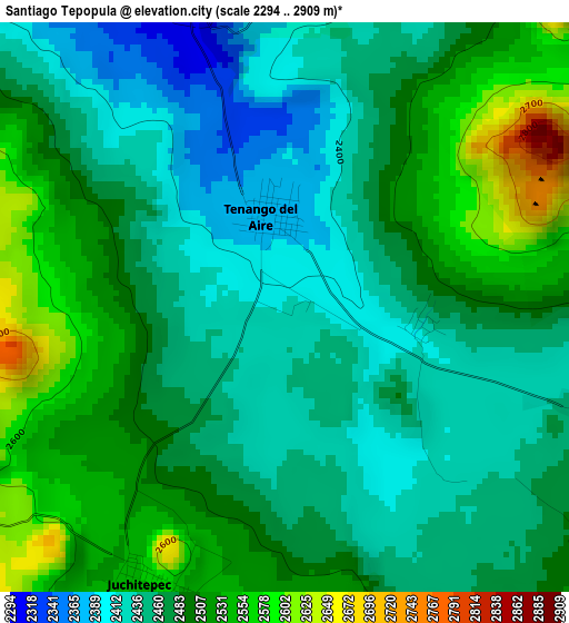 Santiago Tepopula elevation map