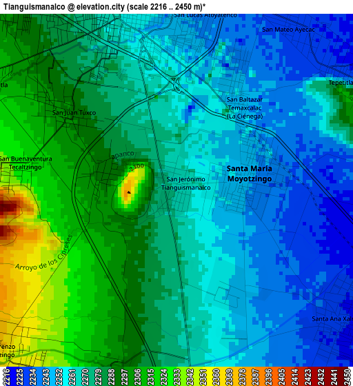 Tianguismanalco elevation map