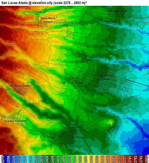 San Lucas Atzala elevation map