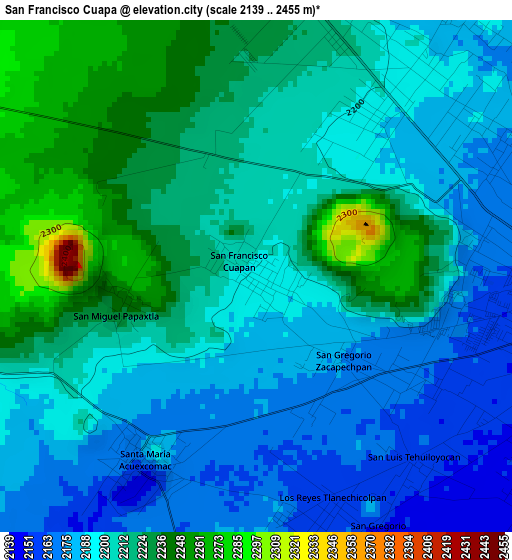 San Francisco Cuapa elevation map